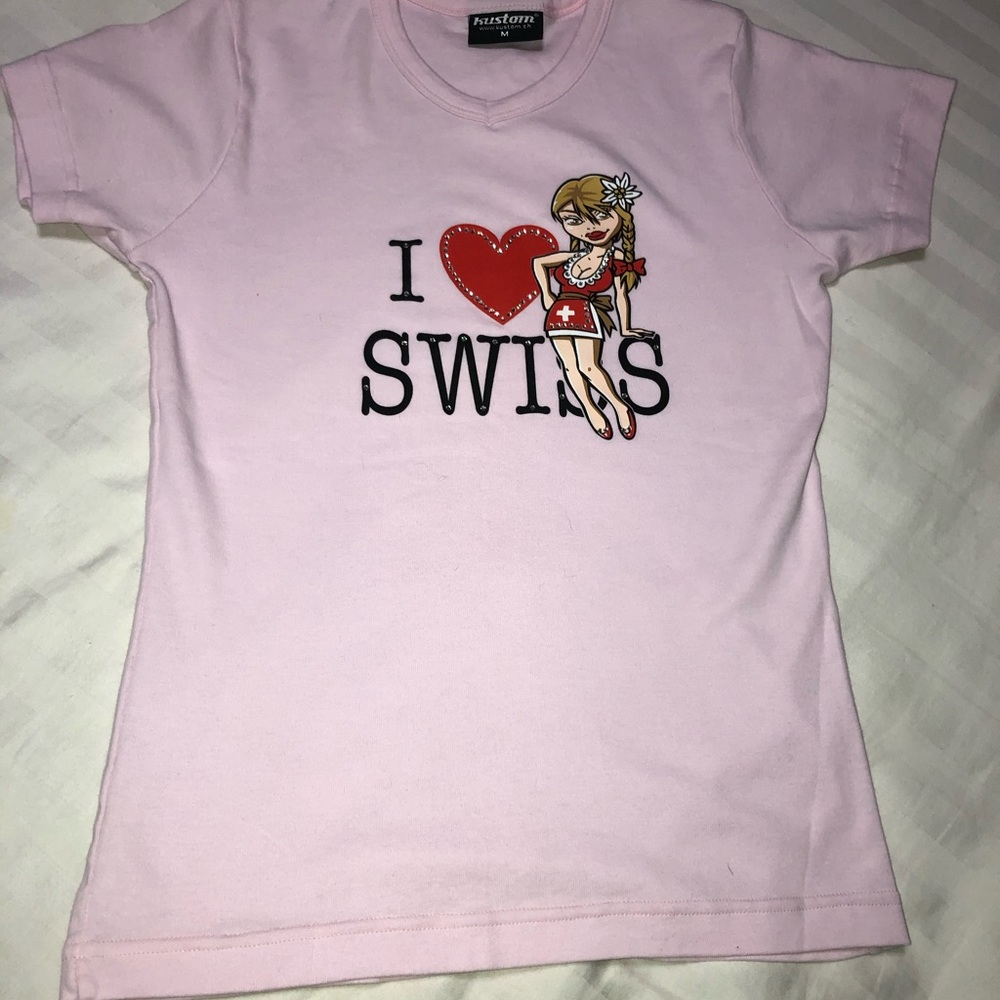 Cute Bling ‘I ❤️ Swiss’ T-Shirt